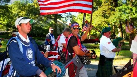 11 NJ Caddies March With Golf Bags To Ground Zero In Memory Of Fallen Golfers